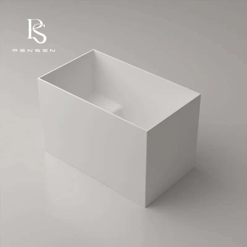 Home Bathroom Tub - Compact Square PMMA Stone Deep Soak