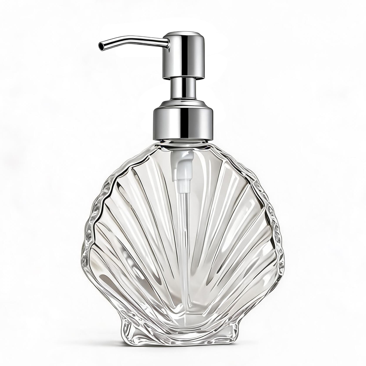 Glass Soap Dish - Decorative Seashell Glass Soap Dispenser with