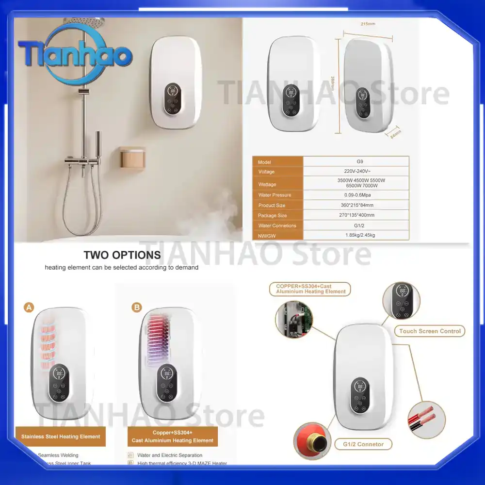 Home Bathroom Geyser - Mechanical Instant Electric Tankless Water Heater