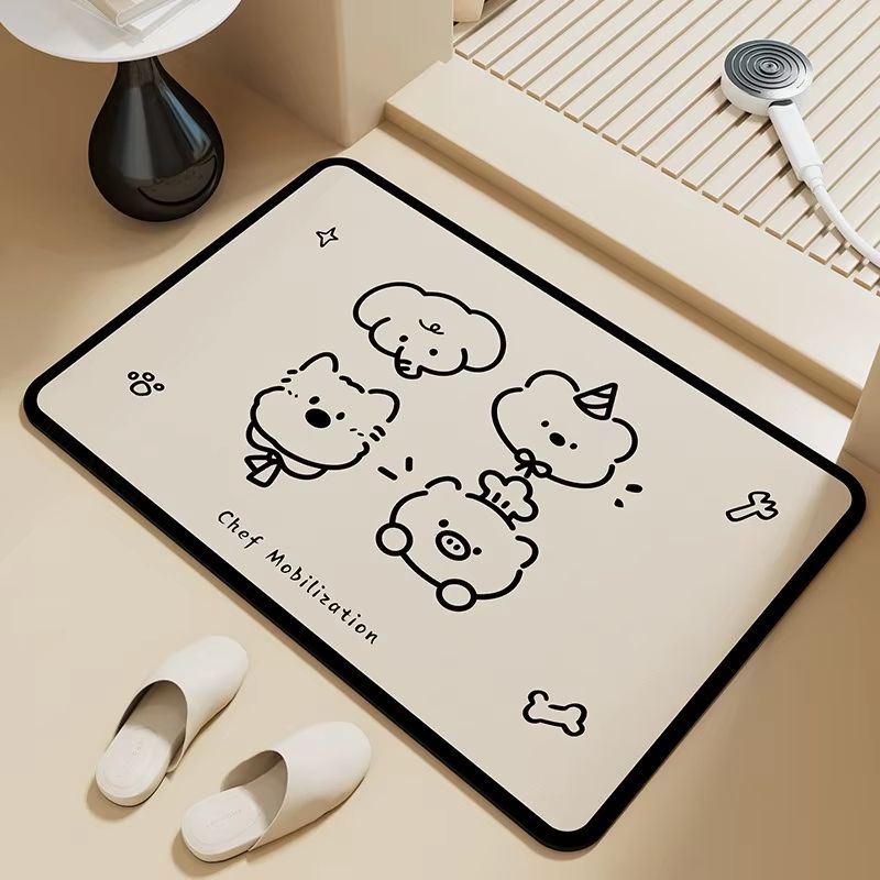Home Made Bathroom Vanity - VIKAMA Cute Cartoon-Style Bathroom Mat, Non-Slip,
