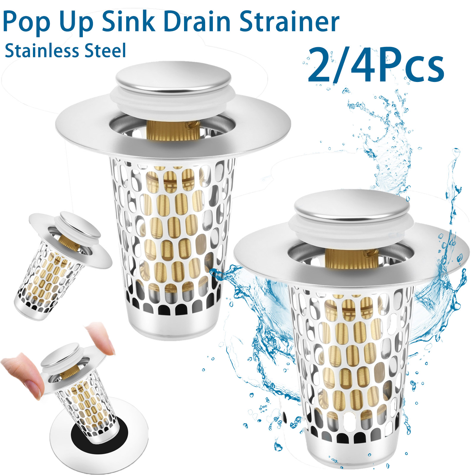 Drain Hair Catcher - 2/4Pc Pop Up Sink Drain Strainer