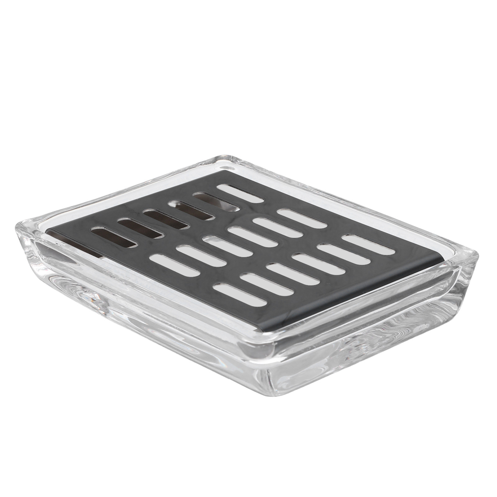 Glass Soap Dish - Glass Soap Holder Clear Stainless Steel