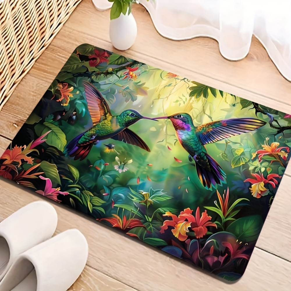 Home Bathroom Carpet - VIKAMA Spring Hummingbird Tropical Design Floor