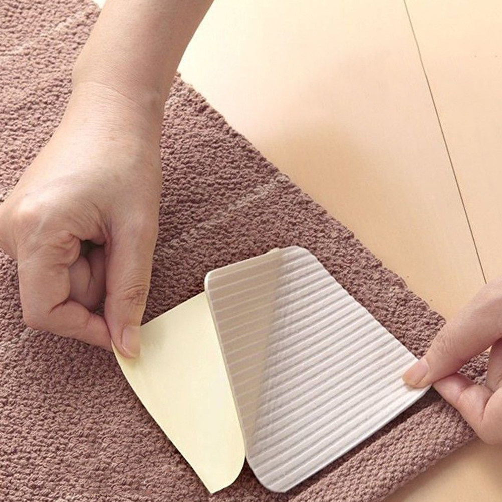 Home Bathroom Carpet - 4Pcs Easy-Apply Rug Tape Non-Slip Carpet