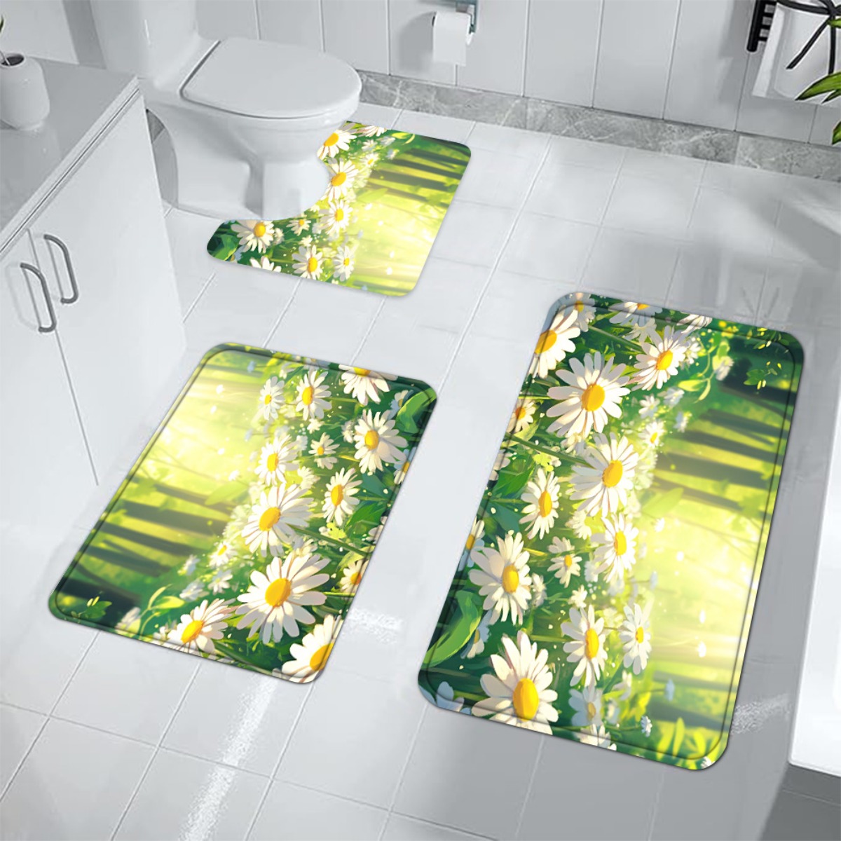 Daisy Floral Bath Mat Set Bath - đánh giá và giá Home Made Bathroom Vanity