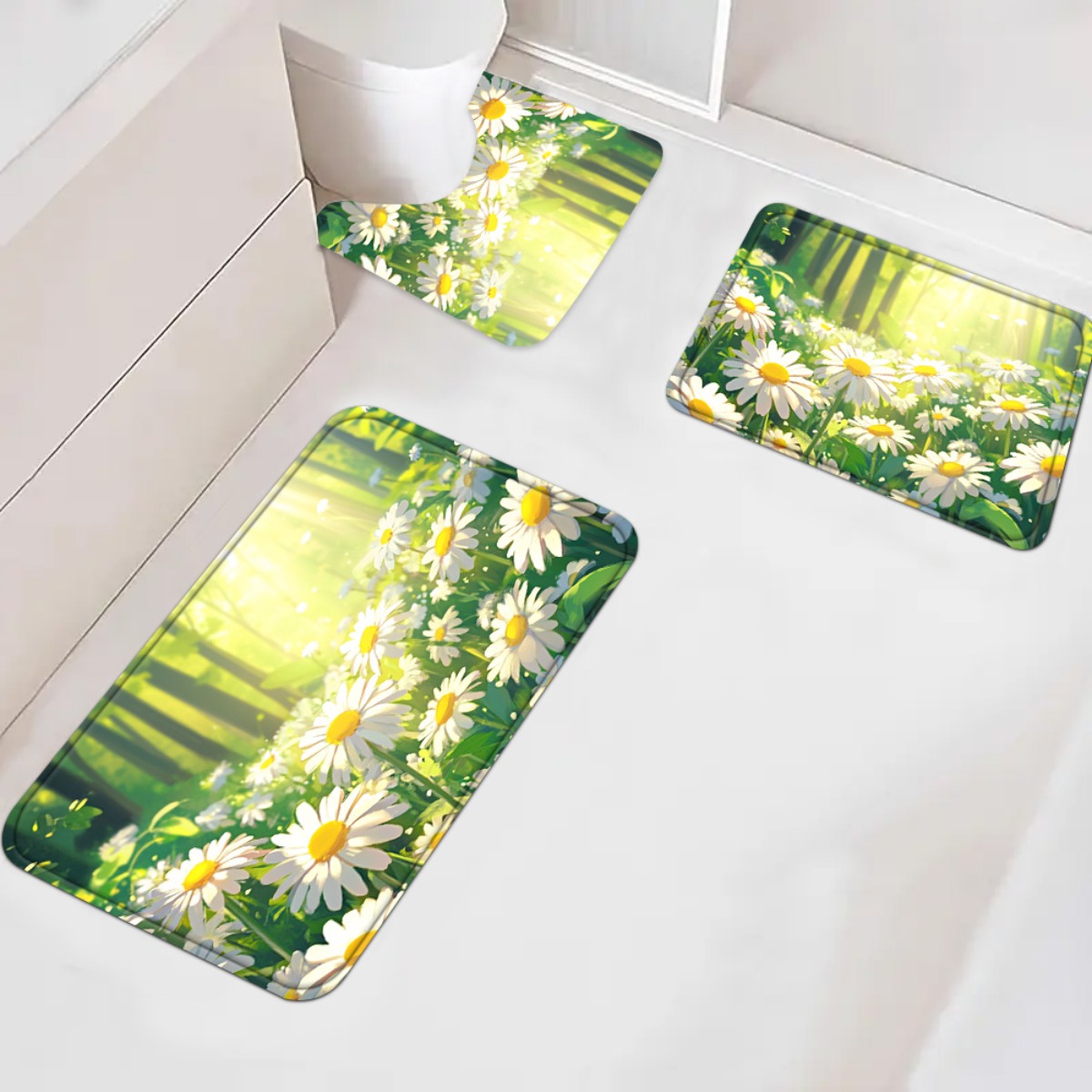 Daisy Floral Bath Mat Set Bath - đánh giá và giá Home Made Bathroom Vanity