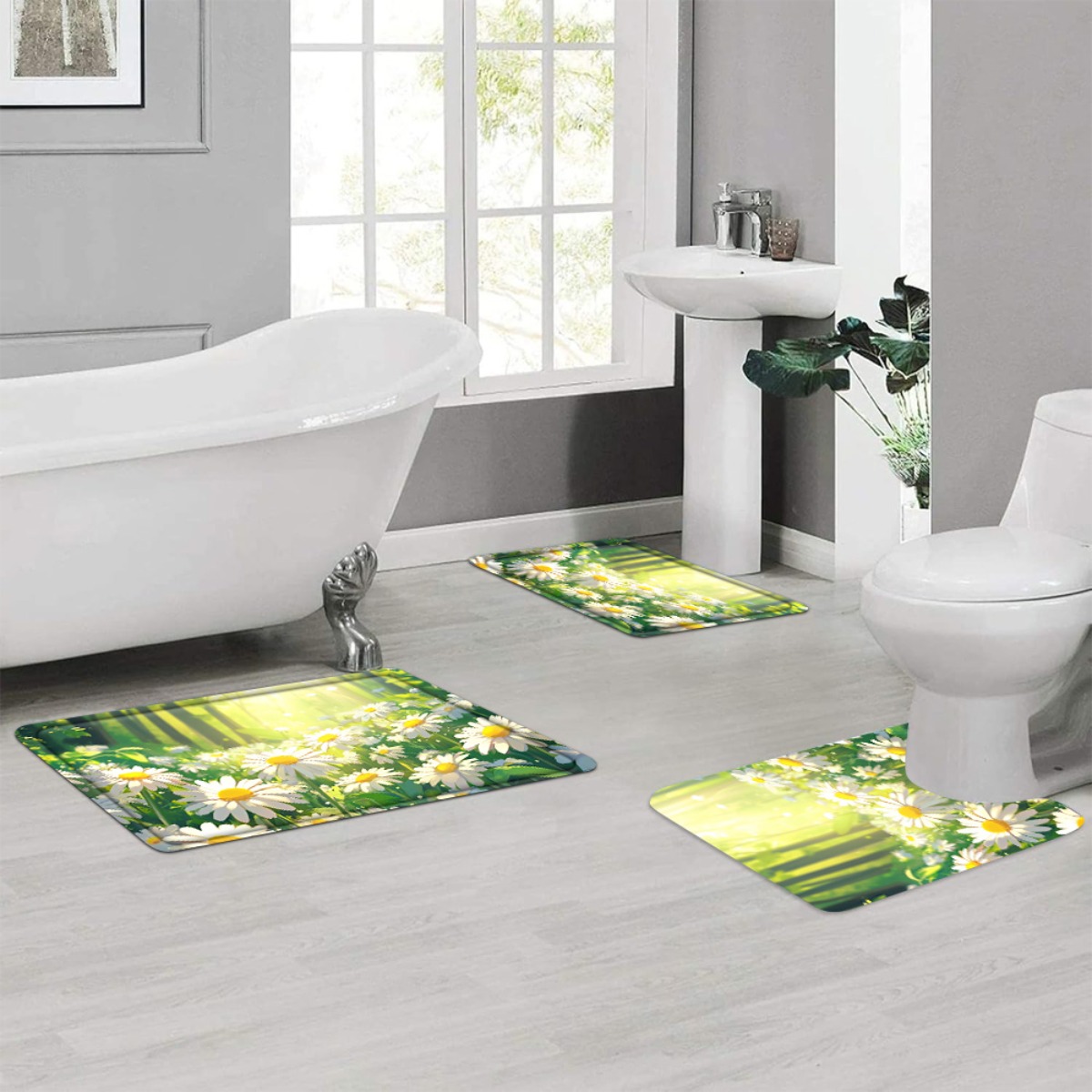Daisy Floral Bath Mat Set Bath - đánh giá và giá Home Made Bathroom Vanity