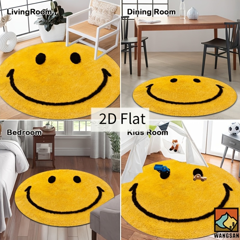 2D Round Flannel Rug Smiley Fa - đánh giá và giá Home Bathroom Carpet