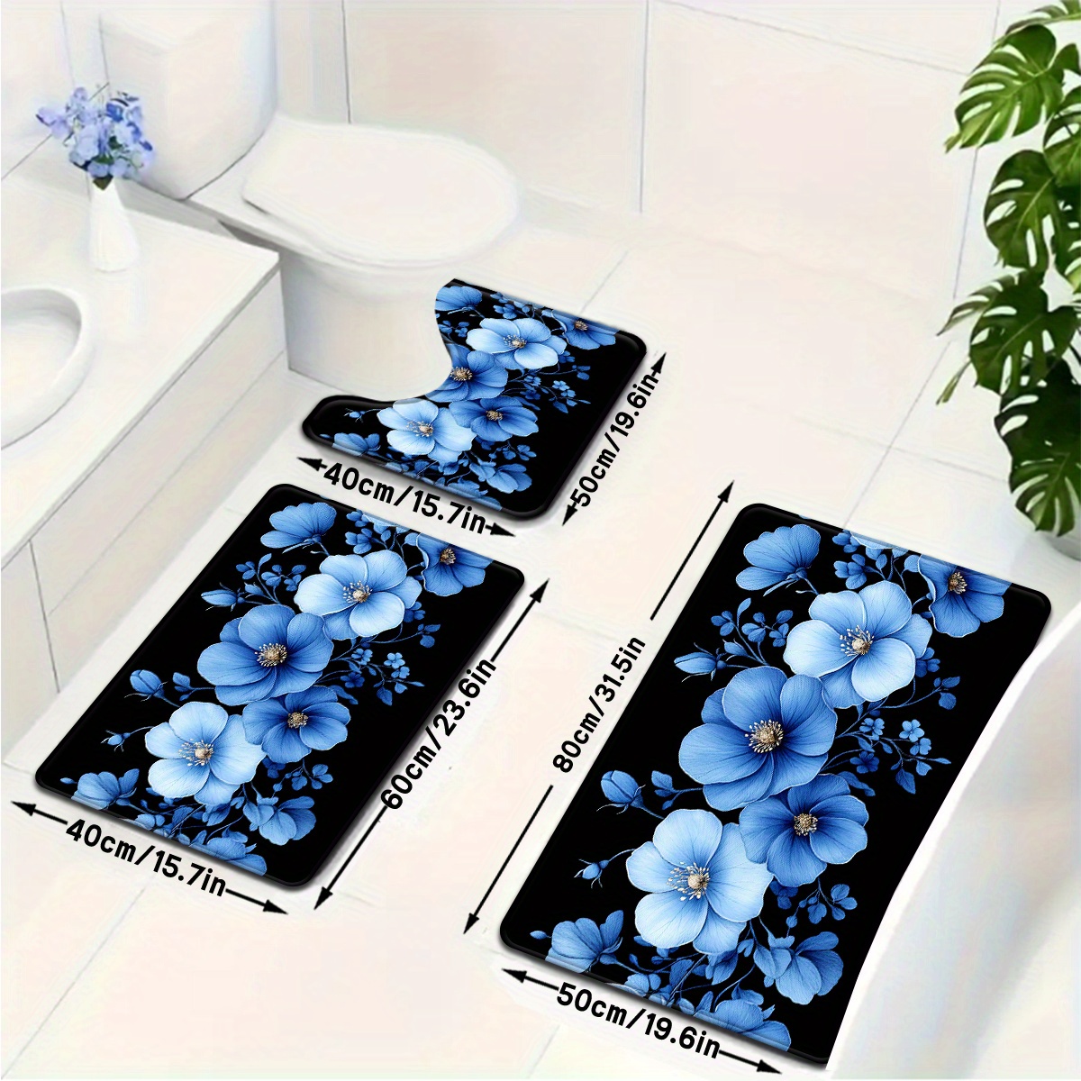 Blue Floral Bathroom Mat Set A - đánh giá và giá Home Made Bathroom Vanity