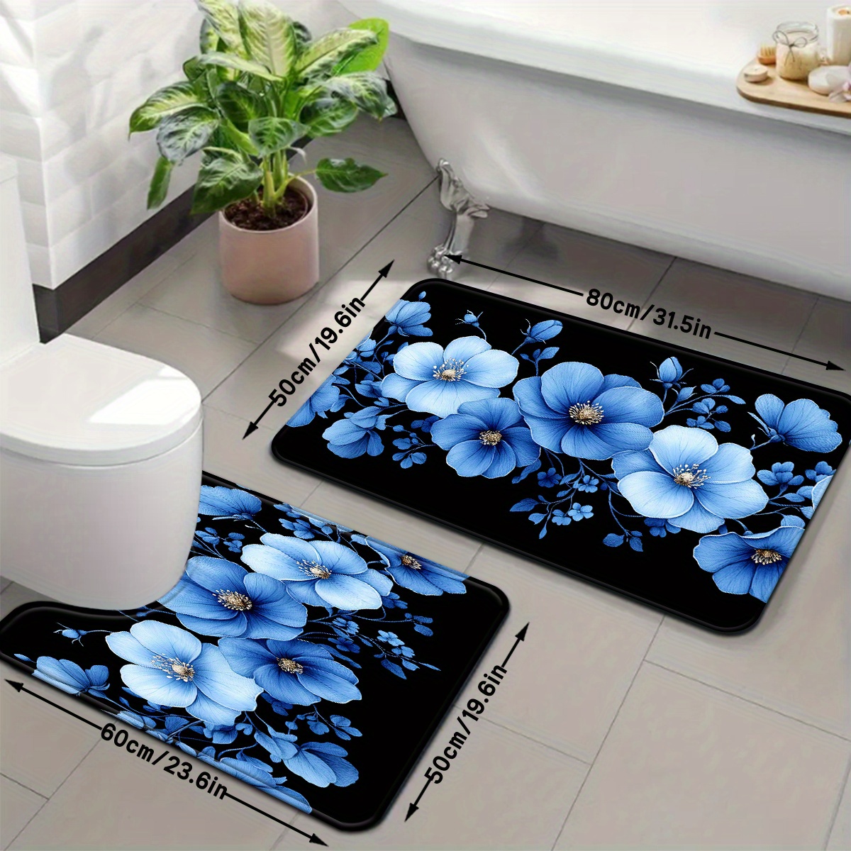 Blue Floral Bathroom Mat Set A - đánh giá và giá Home Made Bathroom Vanity