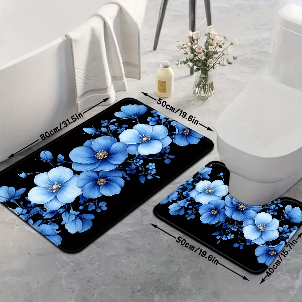 Blue Floral Bathroom Mat Set A - đánh giá và giá Home Made Bathroom Vanity