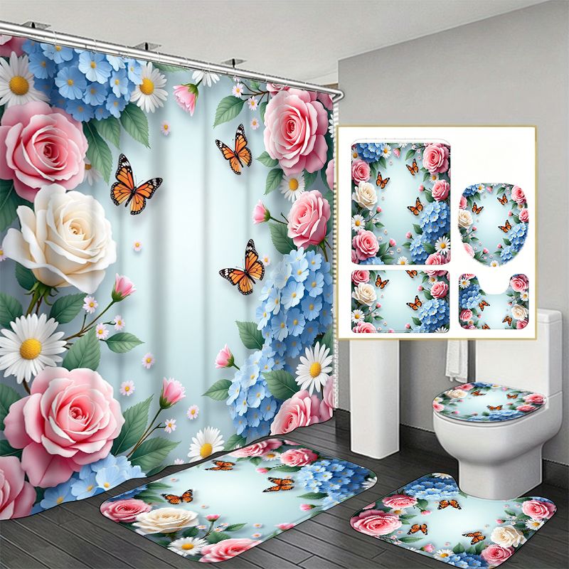 Rose Hydrangea Butterfly Borde - đánh giá và giá Home Bathroom Remodel