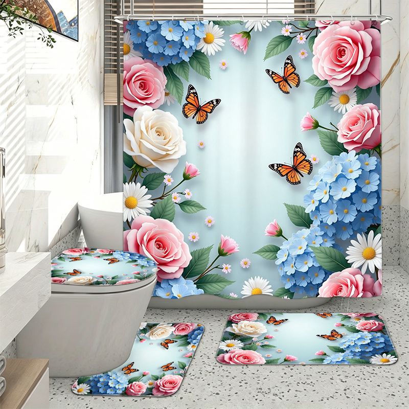 Rose Hydrangea Butterfly Borde - đánh giá và giá Home Bathroom Remodel