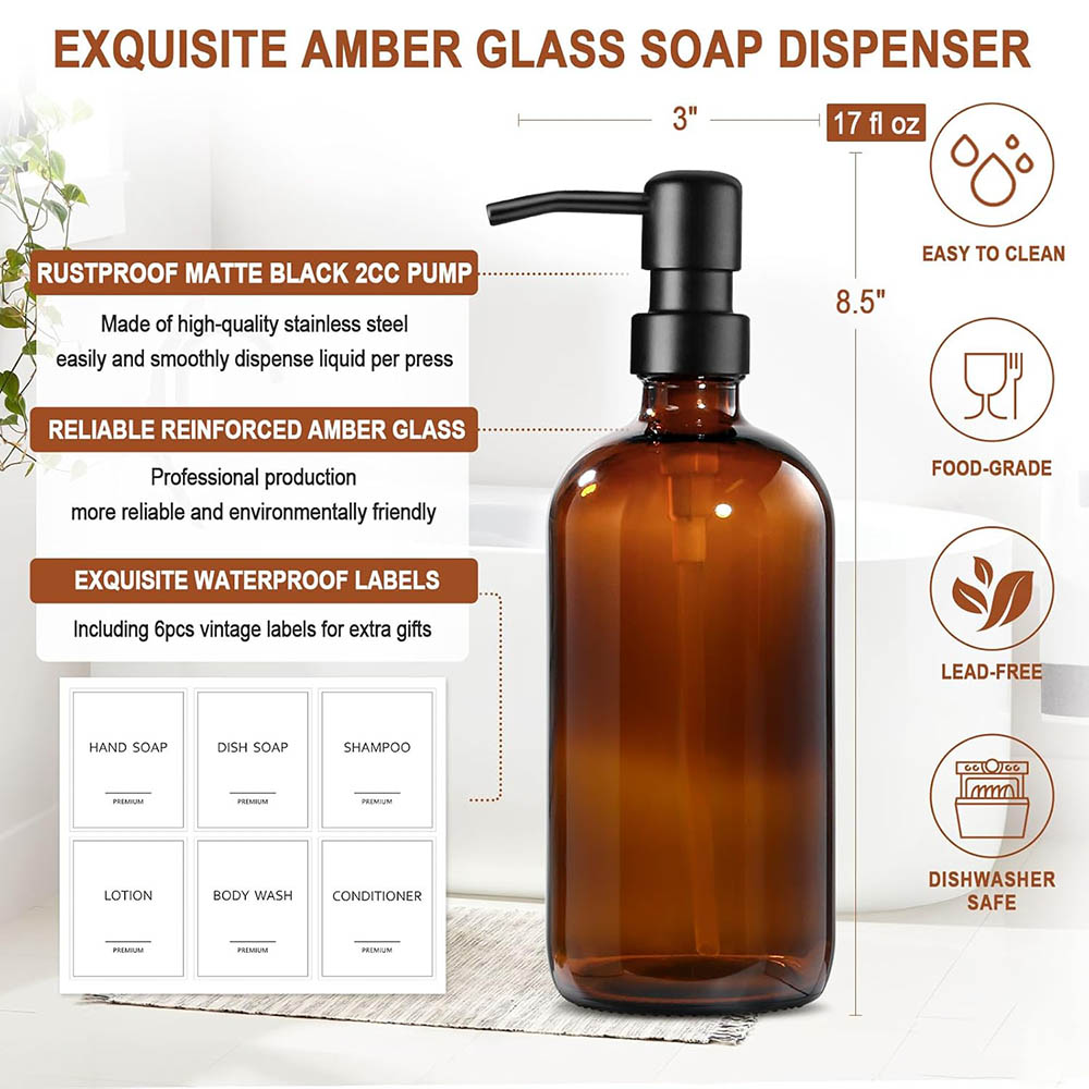 Amber Glass Soap Dispenser, 2  - đánh giá và giá Zara Home Bathroom Accessories