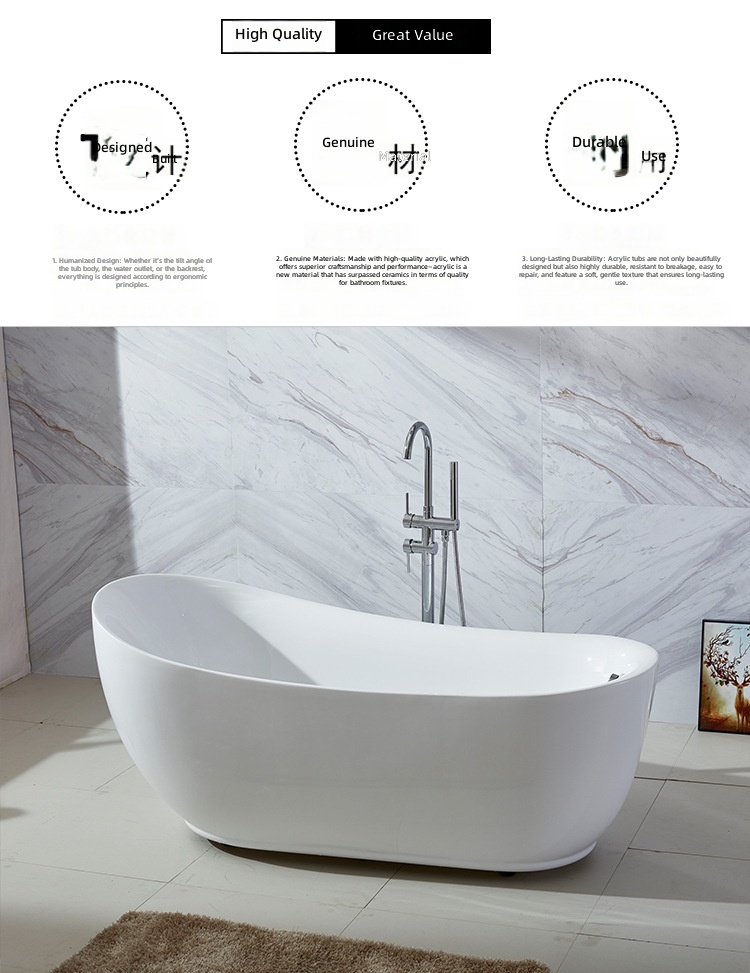 Freestanding Acrylic Bathtub,  - đánh giá và giá Home Bathroom Tub