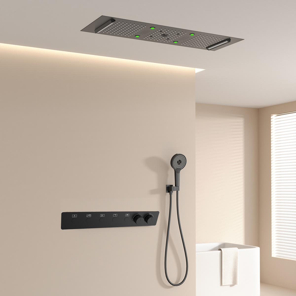 Luxury White 300*900mm Music L - đánh giá và giá Shower Head Rain